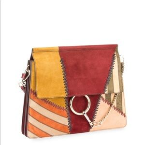 Chloé Faye Patchwork Whipstitch Bag NWT 60’s Hippie Rare Red Mustard Boho Stripe